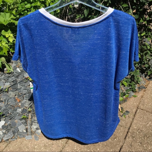 Material Girl Lace up V-neck “LA” Bling T-shirt - Picture 3 of 16